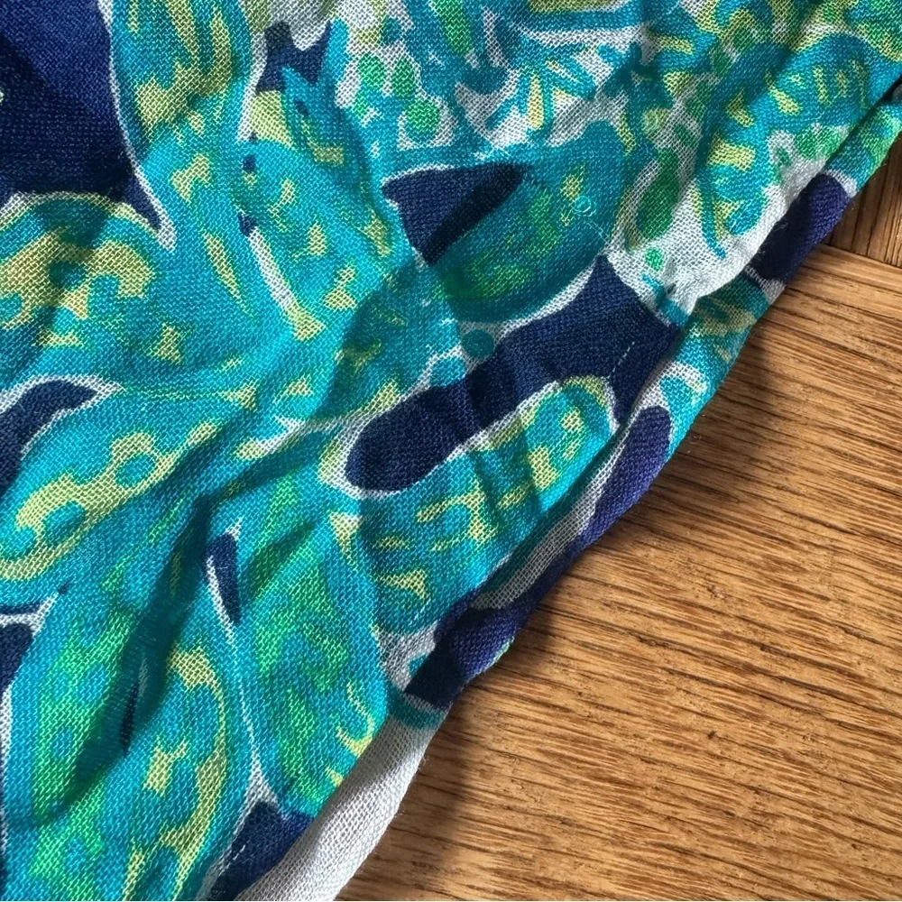 Lilly Pulitzer Silk Cashmere Scarf Blue Green Floral